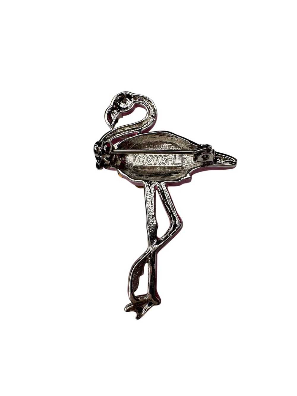 Pink Rhinestone Flamingo Brooch - Picture 3 of 3